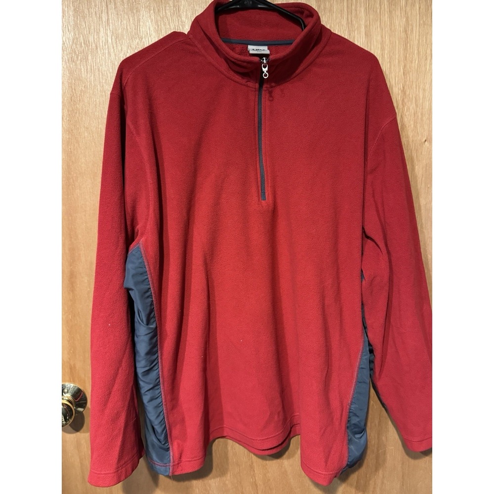 Alo micro fleece men's XXL 1/4 zip Red gray panels long sleeve
